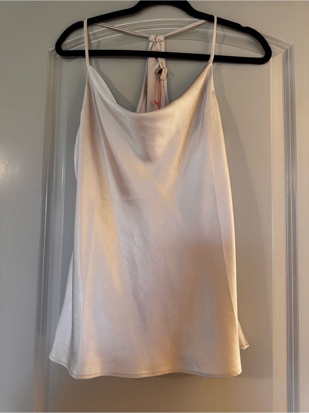 Silky Cowl Neck Camisole Tank Top - off white